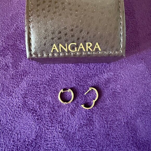 14k Rose Gold Diamond Pavé Hoop Earrings - Picture 5 of 11